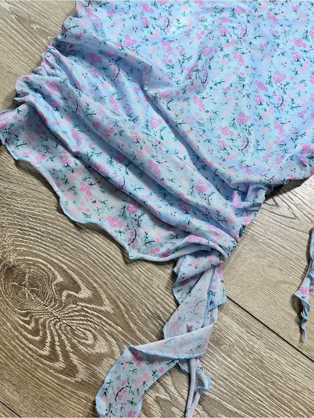 Lush Mesh Ditsy Floral Ruched Tank Top Ruffled - Picture 7 of 14